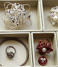A selection of wire jewellery